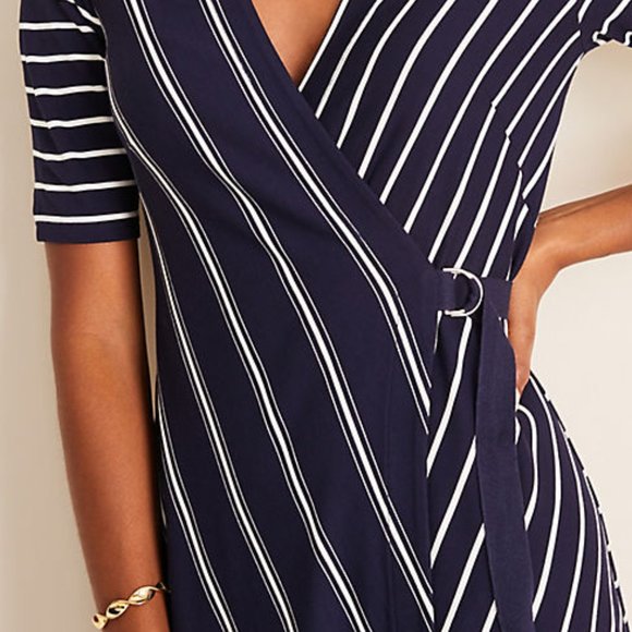 SOLD ANN TAYLOR Mixed Stripe Wrap Dress - Picture 2 of 3